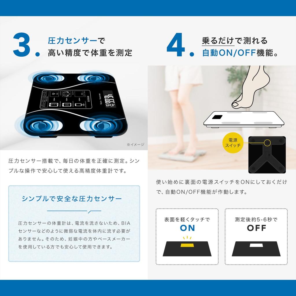 Weight Body Composition Meter Smartphone Linked Ultra Thin Lightweight Compact USB 12 Items Can Be Measured High Accuracy Sensor Automatic Power App