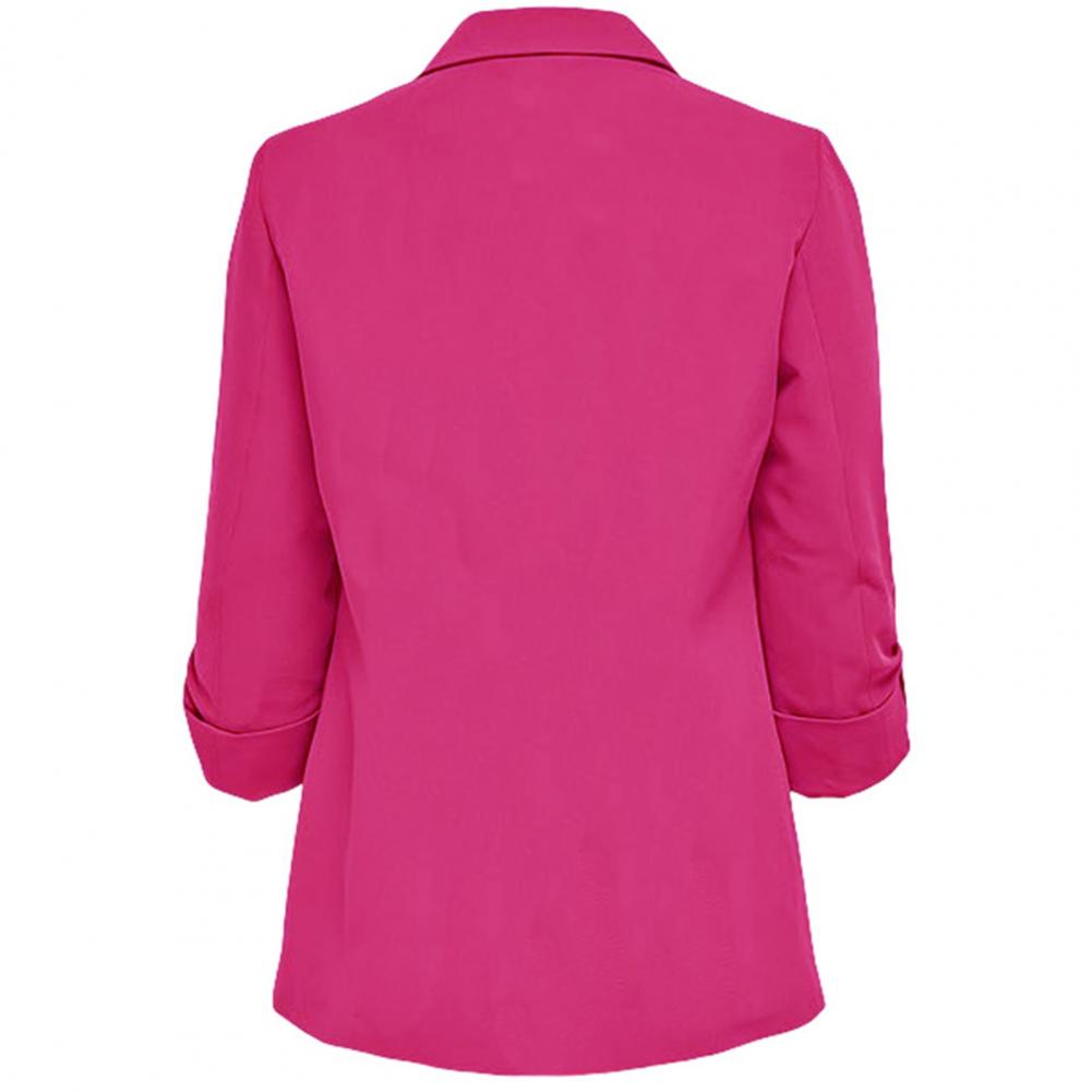 Women Suit Coat Turn-down Collar Long Sleeve Pockets Suit Jacket Solid Color Open Front Office Lady Business Outwear