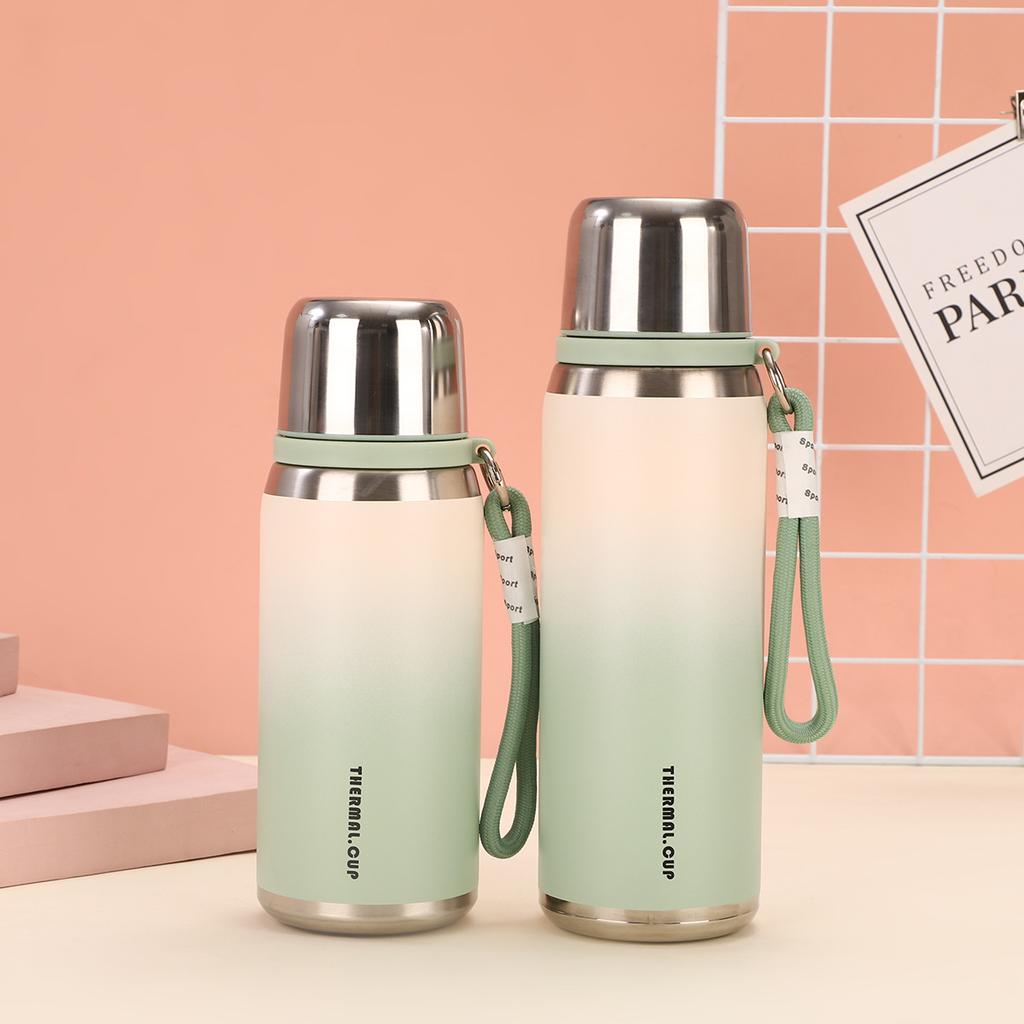 600ml/800ml Vacuum Insulated Bottle Portable 316 Stainless Steel Water Bottle Gradient Color Outdoor Leak-proof Gift Thermo Cup