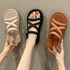 Summer New Flat-soled Sandals Women's Small Fragrant Style Fashion Casual Soft-soled Lightweight Cool Slippers Vacation Seaside Beach Shoes