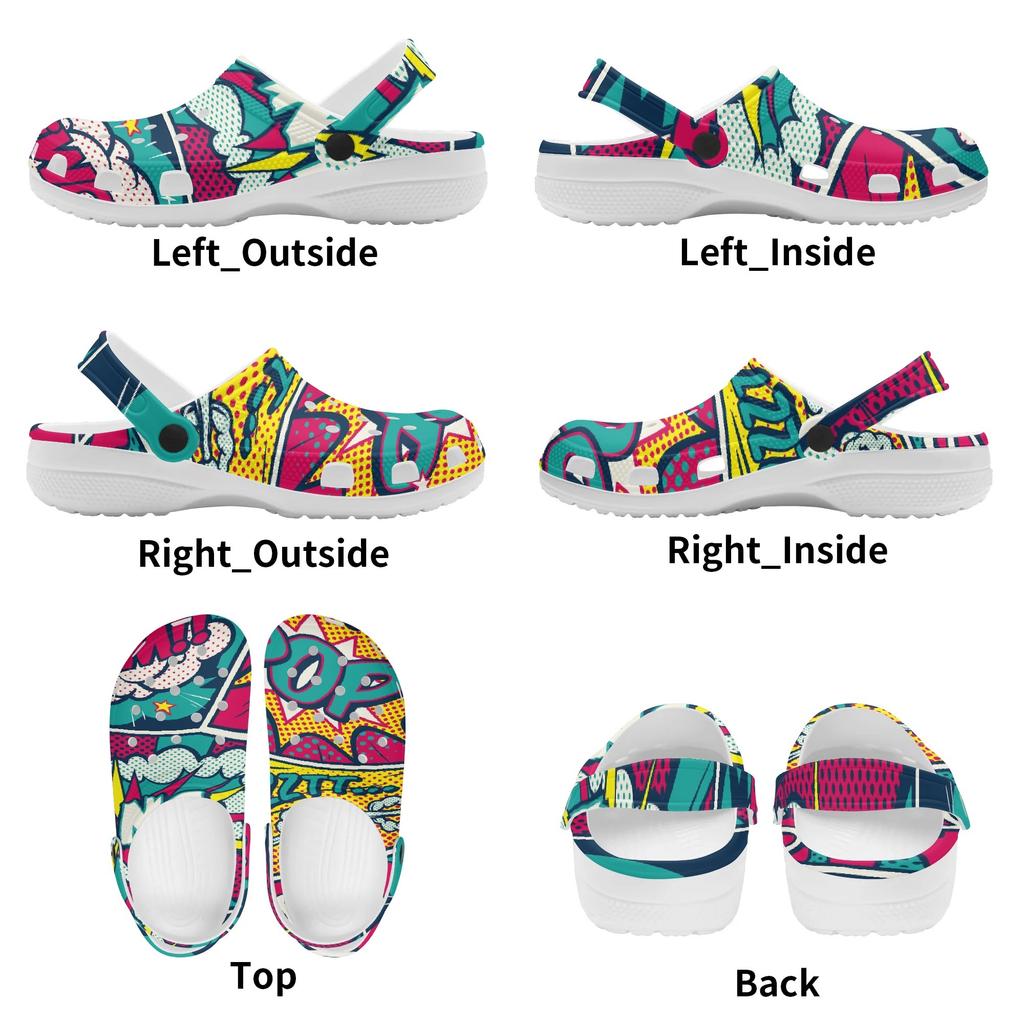 Unisex Printed EVA Clogs Breathable Lightweight Garden Shoes Slip On Beach Bathroom Pool Home Summer Wear Indoor Outdoor Use