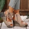 Bohemia Tassel Decoration Side Zip Sandals Women 2025 Summer Chunky Platform Wedge Heel Sandals Sexy Super High Heel Beach Shoes