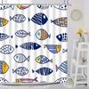 Смешная шторка для душа с рыбками, мультяшный океан, ручная роспись, синяя, детская, милый животный принт с китом, тканевая, украшение для ванной комнаты с крючками