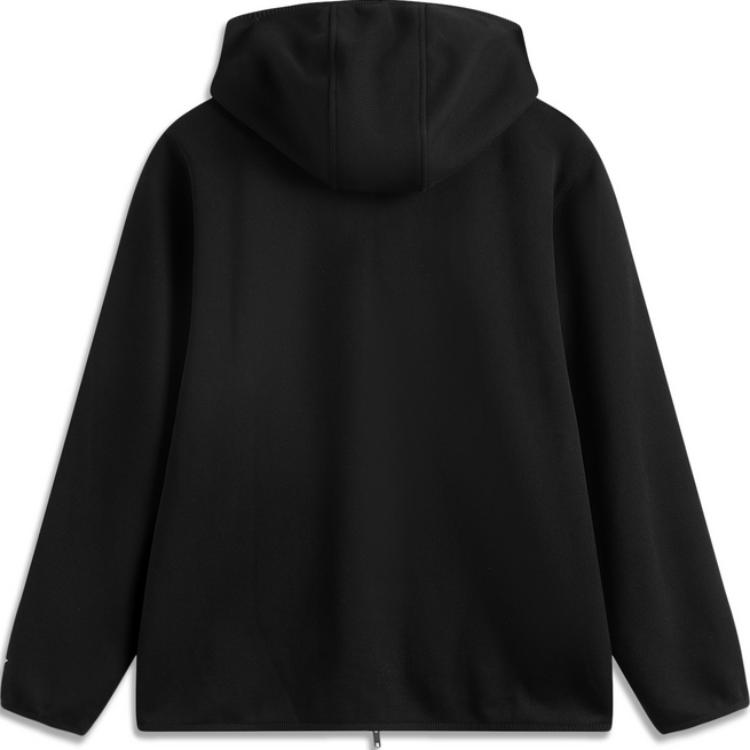 Водонепроницаемый кардиган с капюшоном Li Ning CF, свободная флисовая теплая толстовка с длинными рукавами, унисекс, черная AWDU967-5