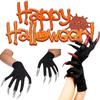 Vibrant Red And Silver Witch Gloves Made From 100 Percent Acetate Fabric For Halloween