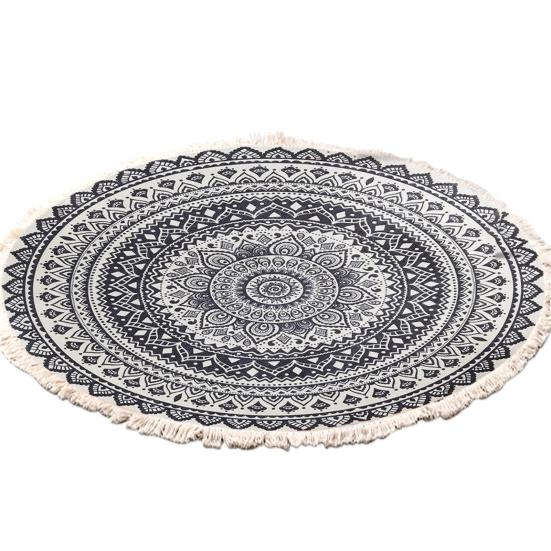 Круглый коврик с кисточкой из полиэстера, удобный напольный ковер для хранения для спальни