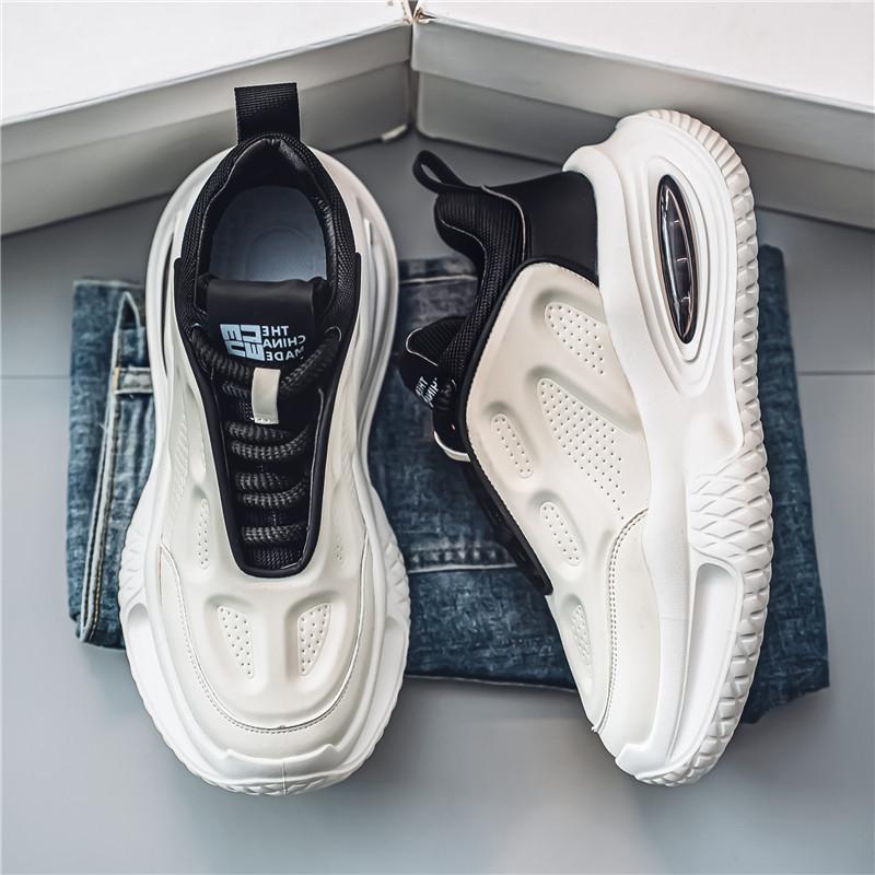 Outdoor Sports Shoes Men's Thick-soled Heightening Running Shoes Lace-up Casual Shoes Men's Teenagers Wear-resistant Dad Shoes Men's Shoes