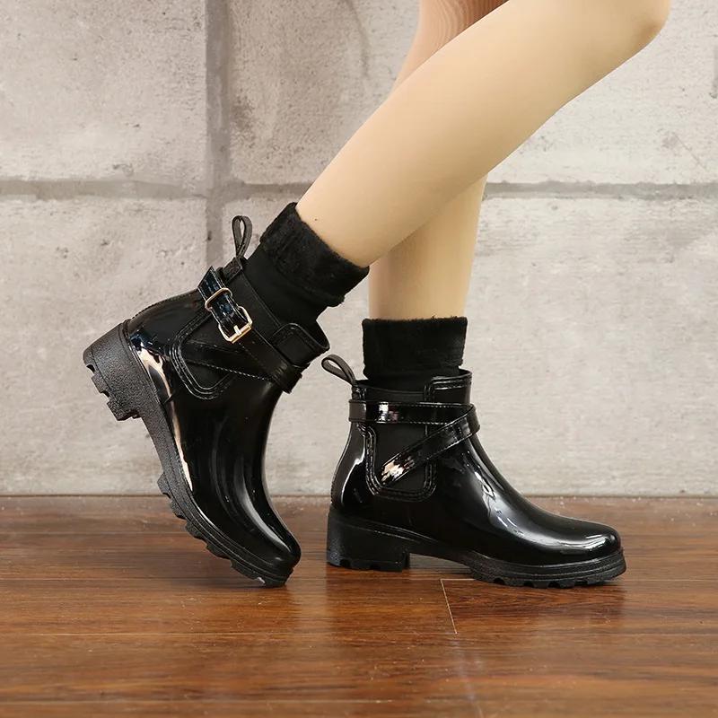 Women Rain Boots Waterproof Womens Boots Rubber Shoes Fashion Outdoor Casual Platform Rain Boots PVC Rain Shoes for Women