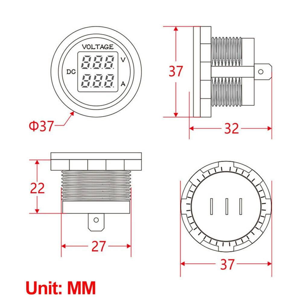 Зеленый светодиодный цифровой дисплей вольтметр амперметр напряжение круглый автомобильный вольтметр ампер