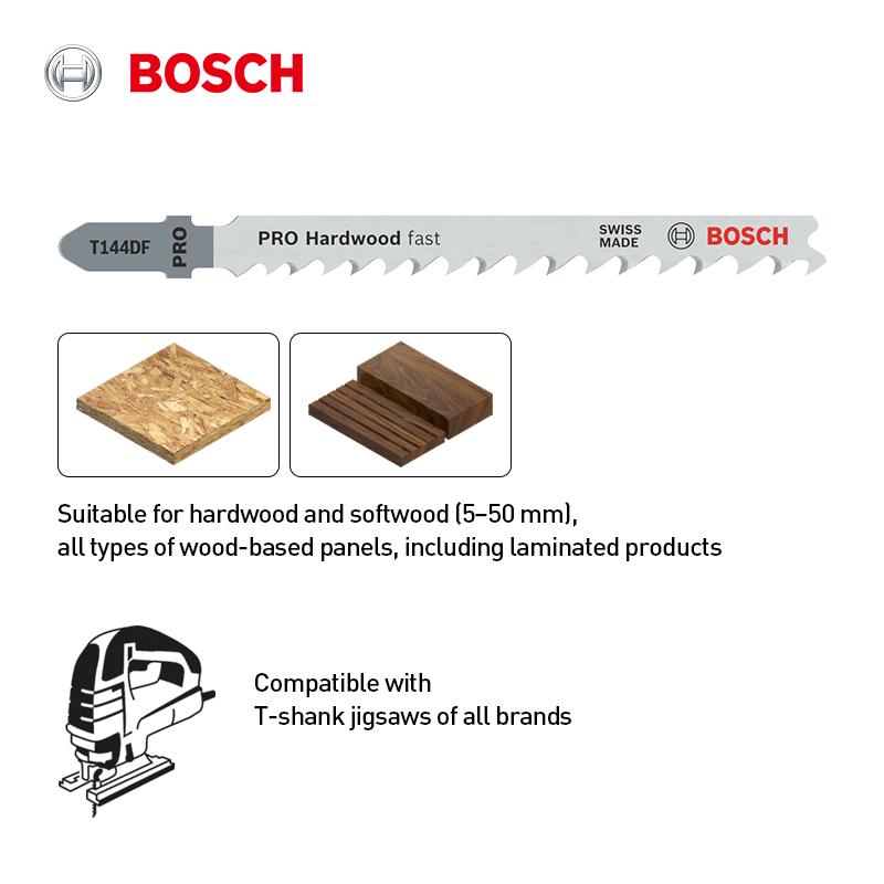 Bosch Профессиональное пильное полотно Твердая древесина Быстрая резка Лобзиковое полотно T144DF 100мм