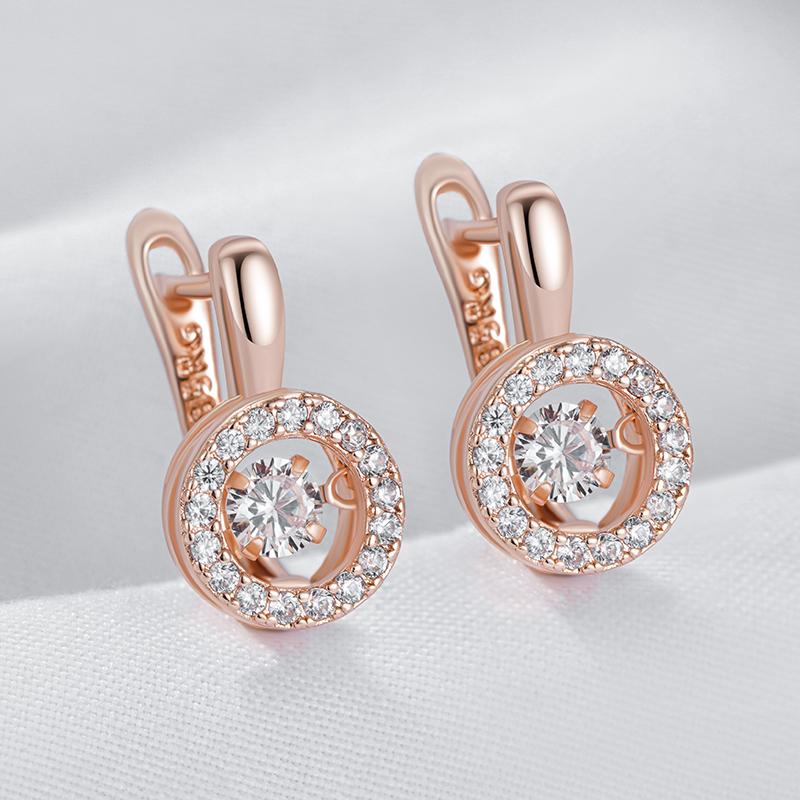 Kienl   Серьги цвета розового золота в английском стиле для женщин, модные, качающиеся, с натуральным цирконом, аксессуары, высококачественная повседневная бижутерия