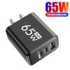 65W GaN USB Charger Fast Charger Wall Charger Adapter For iPhone 14 13 Pro Max Xiaomi Samsung Quick Charge 3.0 Type C PD Charger