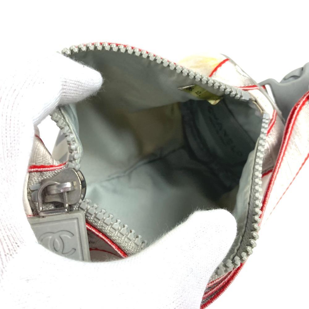 Chanel Спортивный Логотип мини Сумка цилиндрический пенал Сумка через плечо Нейлон Белый/Красный