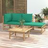 VidaXL Garden Lounge Set 4 Pcs with Cushions Green Bamboo 3155144