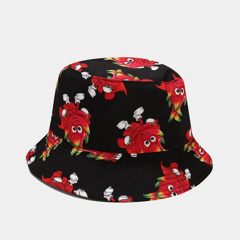 Fruit Pattern Fisherman Hat With Wide Brim For Summer Sun Protection And Casual Wear