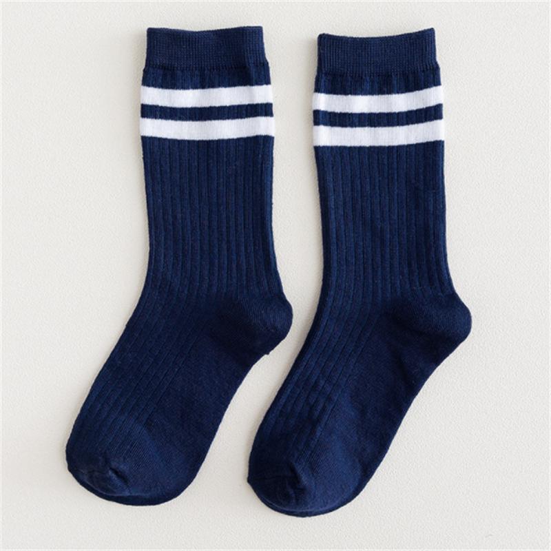 Socks Women's Autumn and Winter Japanese Style Pile Socks Solid Color Mid-tube College Style Parallel Bars Trend Retro Ladies Striped Socks