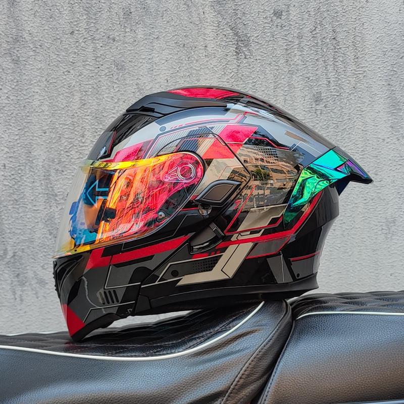 E5GOrz Откидной Мотошлем для Мужчин и Женщин – Интеграл, Всесезонный со Слотом для Bluetooth, Большим Задним Спойлером, Сертифицирован 3C