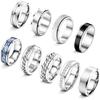 JeryWe набор из 9 колец мужское кольцо модное кольцо из нержавеющей стали кольцо на мизинец тревожность и стресс решены аксессуары (Серебро, 14)