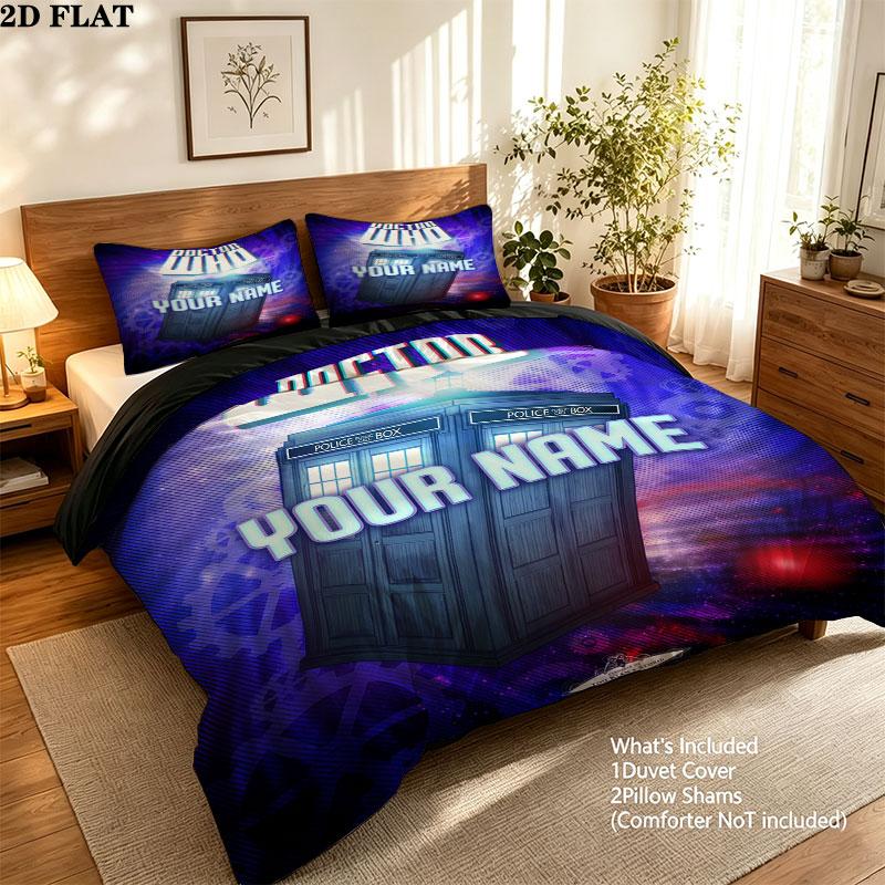 Custom Doctor Who Bedding Quilt Set Quilt Cover Pillowcase Home Decoration Birthday Gift (1 * duvet cover + 2 * pillowcase, without core)