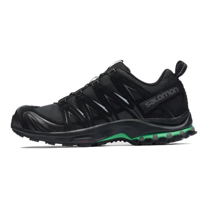 SALOMON XA PRO 3D Замша Устойчивые к истиранию Низкие уличные кроссовки Унисекс Черно-зеленые Кроссовки 474783