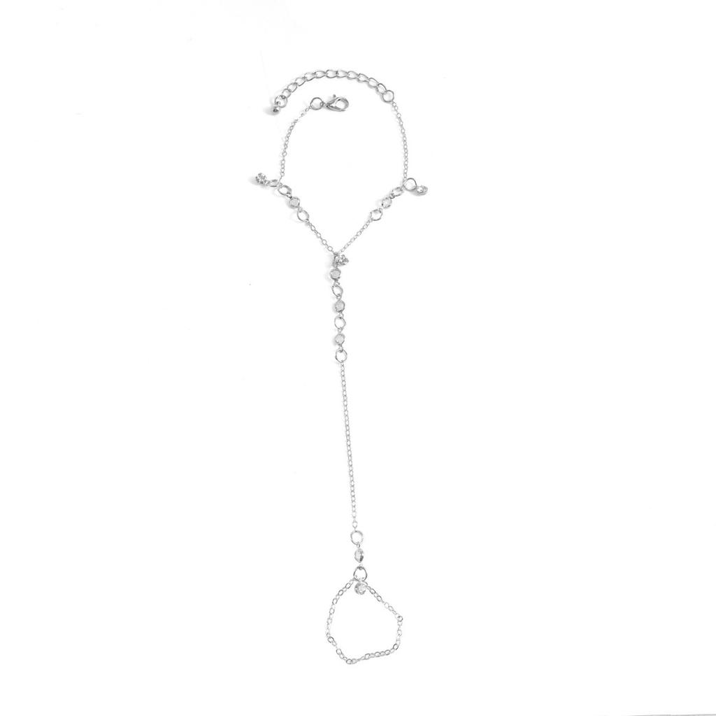 B1181 Hot-selling rhinestone finger bracelet, simple, exquisite, casual and fashionable rhinestone bracelet, ring integrated chain