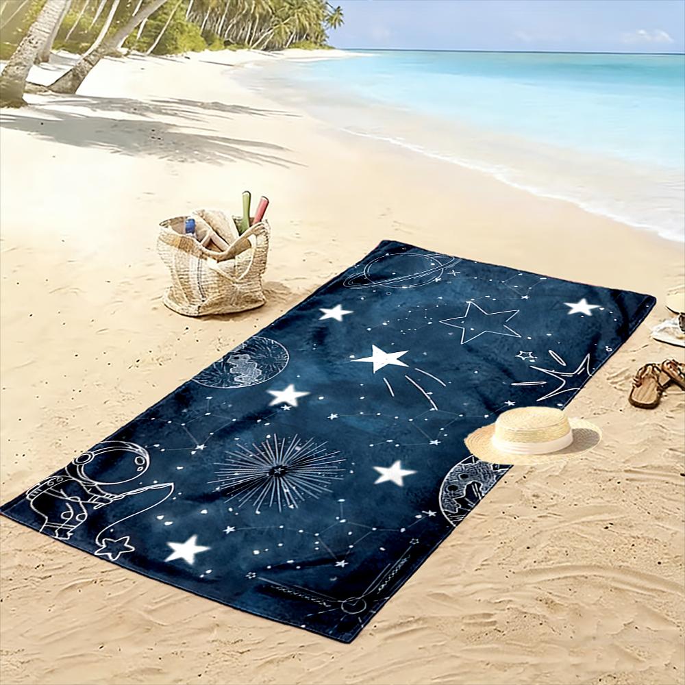 Astronaut and Stars Galaxy Design Beach towel quick-drying for travel outdoor sports jogging beach and swimming