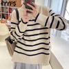 Women's Fashion Casual Fall Winter Stripe Print Long Sleeve High Neck Sweaters