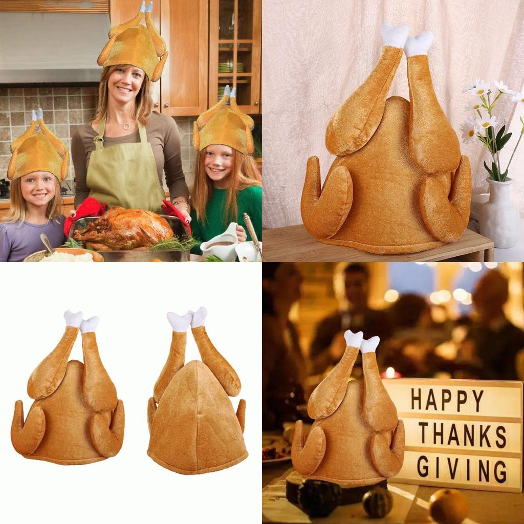 Плюшевая шапка в виде куриной ножки для взрослых и детей. Забавный головной убор в виде куриного бедра в наличии.