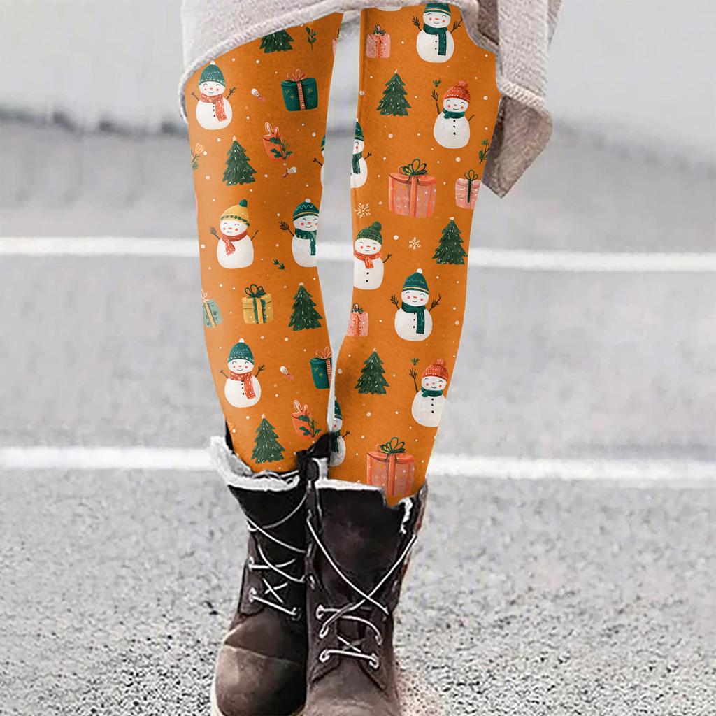 Женские рождественские облегающие эластичные повседневные брюки для йоги