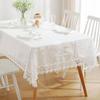 Table Cloth Glass Yarn White Lace Rectangle Table Cover Simple Hollow Out Europe Embroidered Table Dining Tablecloth Dust Cover