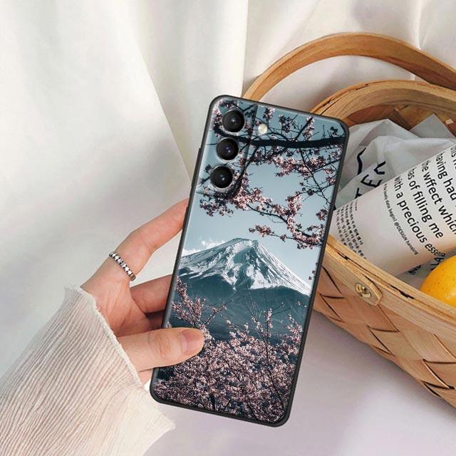 Чехол для телефона в японском стиле Арт Укиё-э для Samsung Galaxy S25 S24 Ultra S23 Plus S20 S21 FE S22 S24FE 5G Чехлы Черный Мягкая Крышка