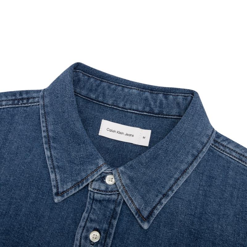 Calvin Klein Винтажная классическая приталенная джинсовая рубашка Мужские рубашки Denim-Blue J326026