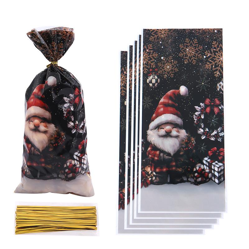 50/100Pcs Christmas Gift Bags Christmas Decorations For Home 2025 Xmas Gifts New Year 2026 Santa Claus Snowman Packaging Bags