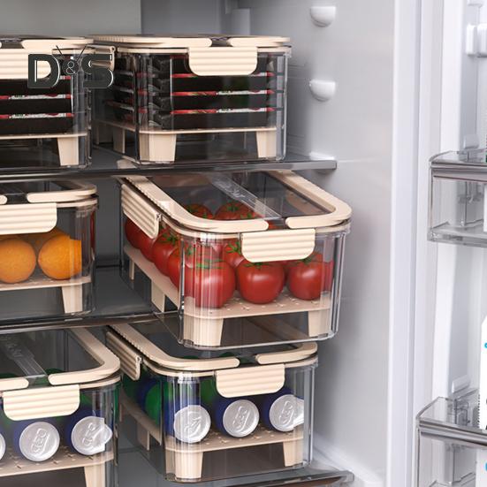 Контейнер для хранения салата, герметичный, прозрачный, контейнер для фруктов, двухъярусная корзина для охлаждения льда, переносной контейнер для фруктов с дренажным поддоном