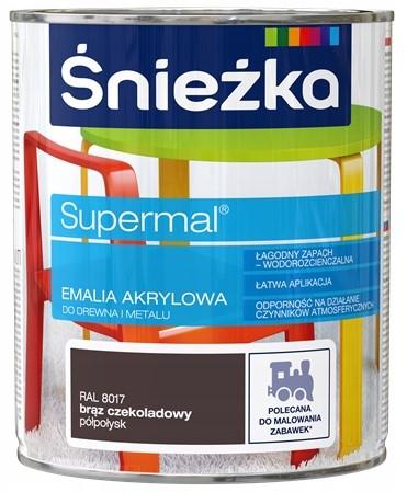 Supermal Emalia Akrylowa Do Drewna I Metalu Ral8017 Brąz Czekoladowy Półpołysk 0,8L