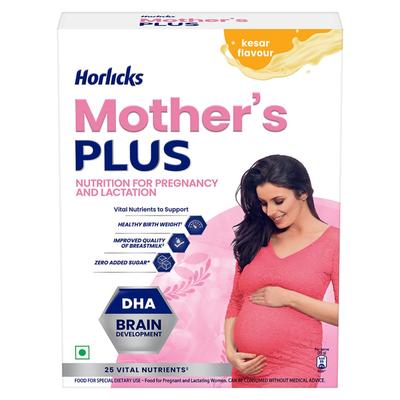 Horlicks Mother's Plus Шафран 400 г БИБ 20 пакетиков Высокопротеиновое Питание для Беременности и Лактации ДГК