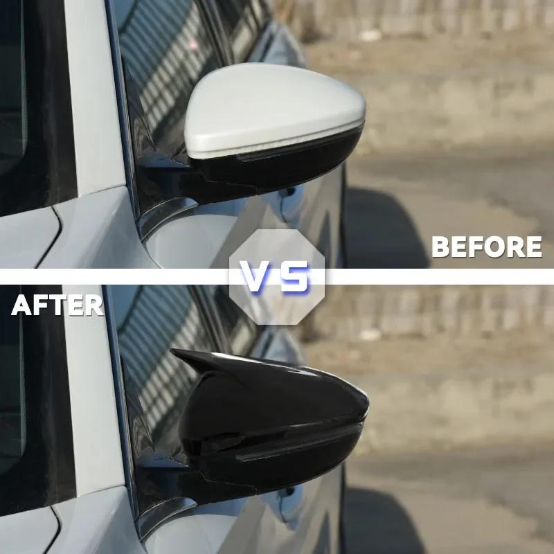 Side Wing Rearview Mirror Cover Cap For Peugeot 208 2020-2025 Peugeot 308 2014-2020 508 2008 Carbon Fiber Black