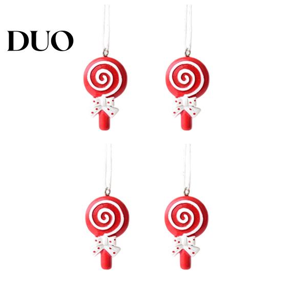Indoor Christmas Party Supplies 4 Pcs Gingerbread Ornaments, Candy Cane, Tree, Lollipop, DIY Holiday Gift Box Accents Man Xmas Tree Hanging Decoration