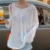 Summer Thin Sun-Protective Ice Silk Long Sleeve Korean Style Plus-Size Loose Top Chiffon Cover-Up for Female Students