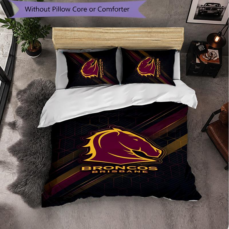 Brisbane Broncos Pattern Microfiber 3Pcs Bedding Set Decor Duvet Cover Set For Bedroom Home Use