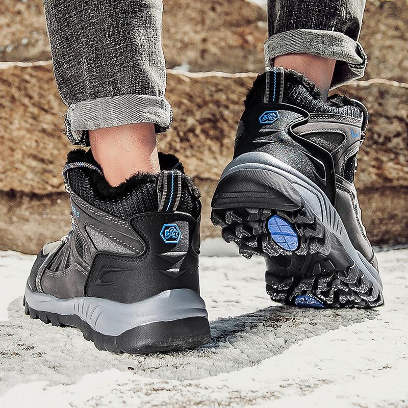 Унисекс Зимние Высокие Хлопковые Ботинки с Бархатной Подкладкой - Морозостойкие, Теплые Ботильоны для Занятий Спортом на Открытом Воздухе и Пеших Прогулок.