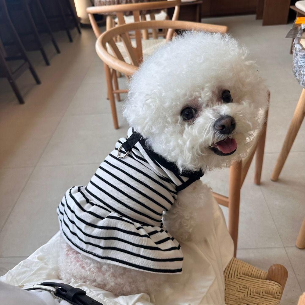 Breathable Dog Striped T-shirts Cute Pet Skirt Fashion Dog Vest Harness  Spring Summer