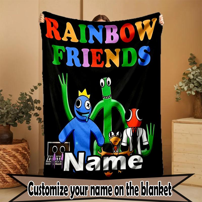 Custom Name Personalized Game Rainbow Friends Print Blanket, Home Decor, Bedroom, Sofa, Camping, Couch, Gifts for Birthday ChristmasEnthusiasts