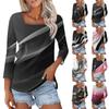 Жен. Футболка Футболка с принтом Рукав 3/4 Повседневные Выходные Мода Классический Квадратный вырез Обычный Топ