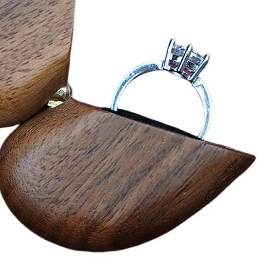 Heart-shaped Ring Box Compact Size Portable Retro Style Wooden Proposal Wedding Ring Holder Jewelry Organizer