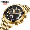 NIBOSI Мужские часы из твердой стали с левыми 3 глазами, 6 иглами, многофункциональные кварцевые часы, светящиеся, водонепроницаемые