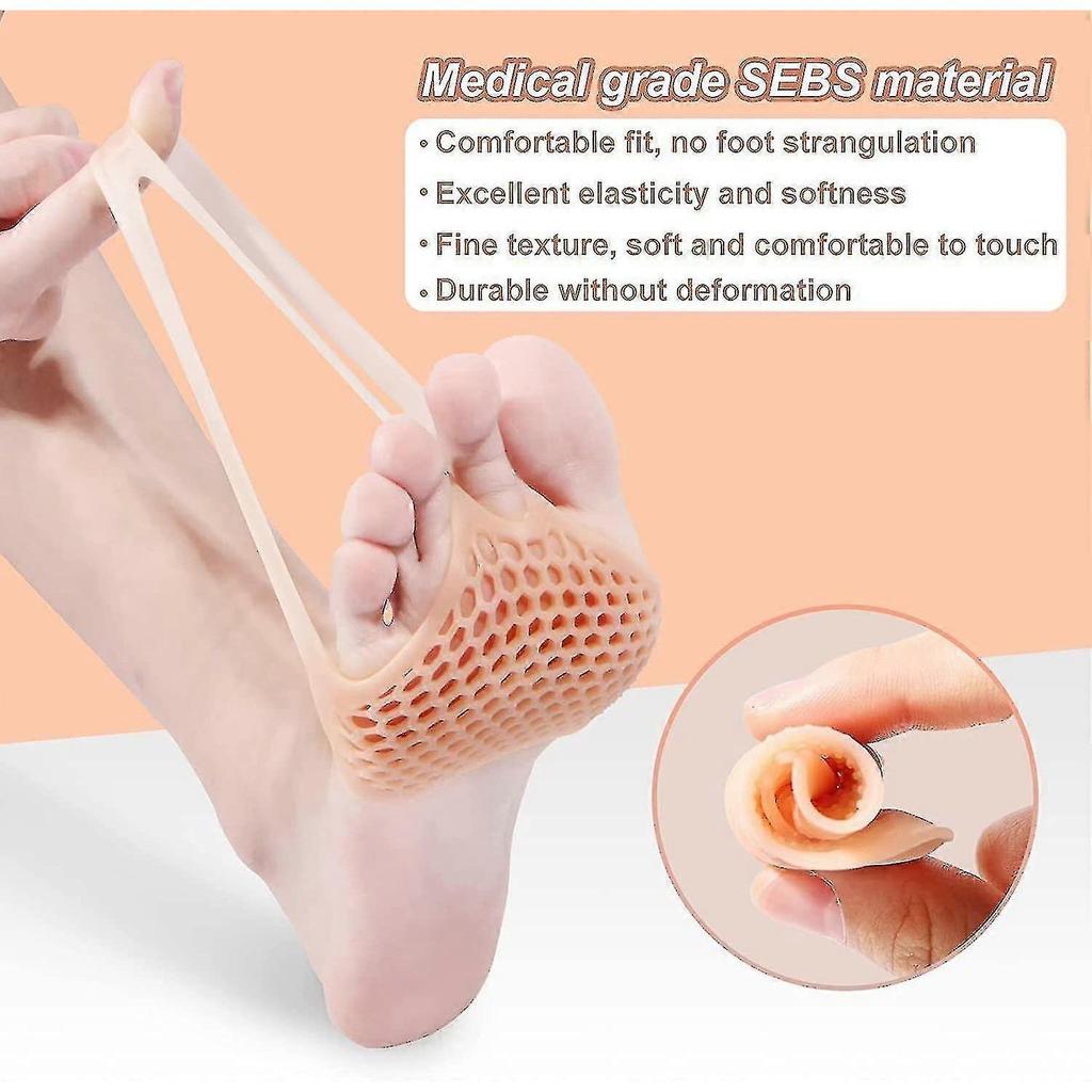 12 Pieces Silicone Forefoot Pads With Perforated Breathable Pain Relief Footpads