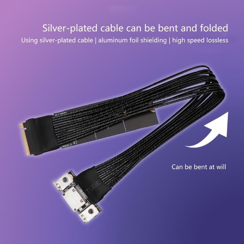 Кабель-удлинитель 64 Гбит/с M.2 на Oculink 4i PCIe4.0 Gen4 Посеребренный кабель для адаптера M.2 на SFF8611