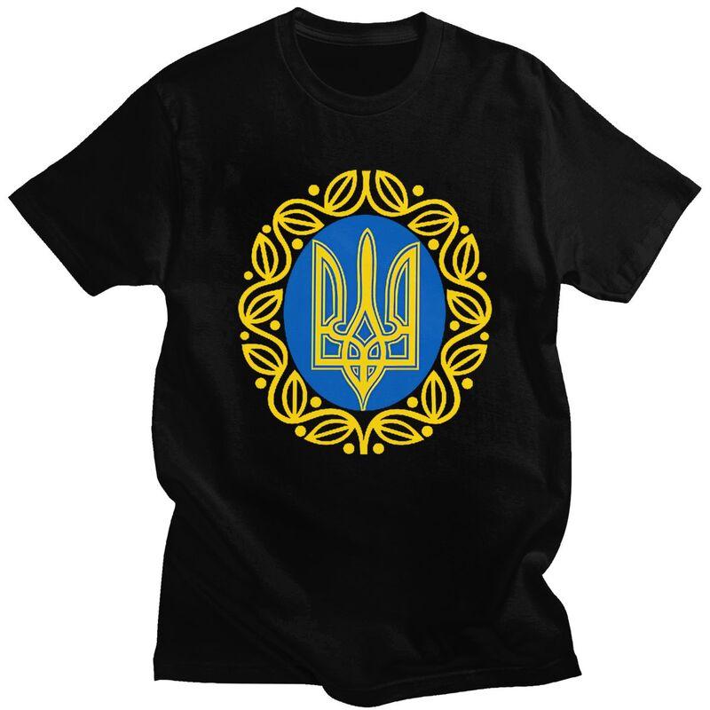 Мужская футболка с индивидуальным гербом и флагом Украины, короткий рукав, 100% хлопок, повседневная футболка, украинский трезубец, модная футболка