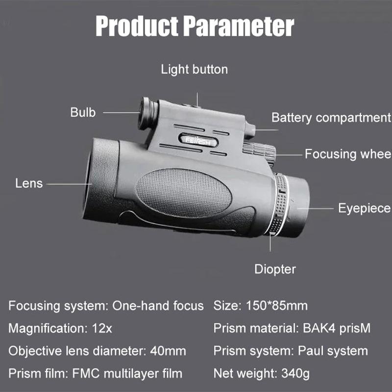 Telescope HD Professional Monocular Powerful Binoculars Long Range High Quality Telescope Zoom Portable Low Night Vision